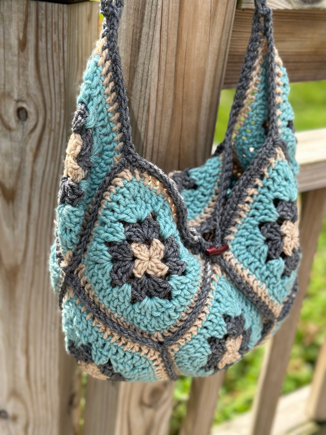 Granny Square Messenger Bag Crochet Purse Crochet Bag Cross Body Bag Etsy