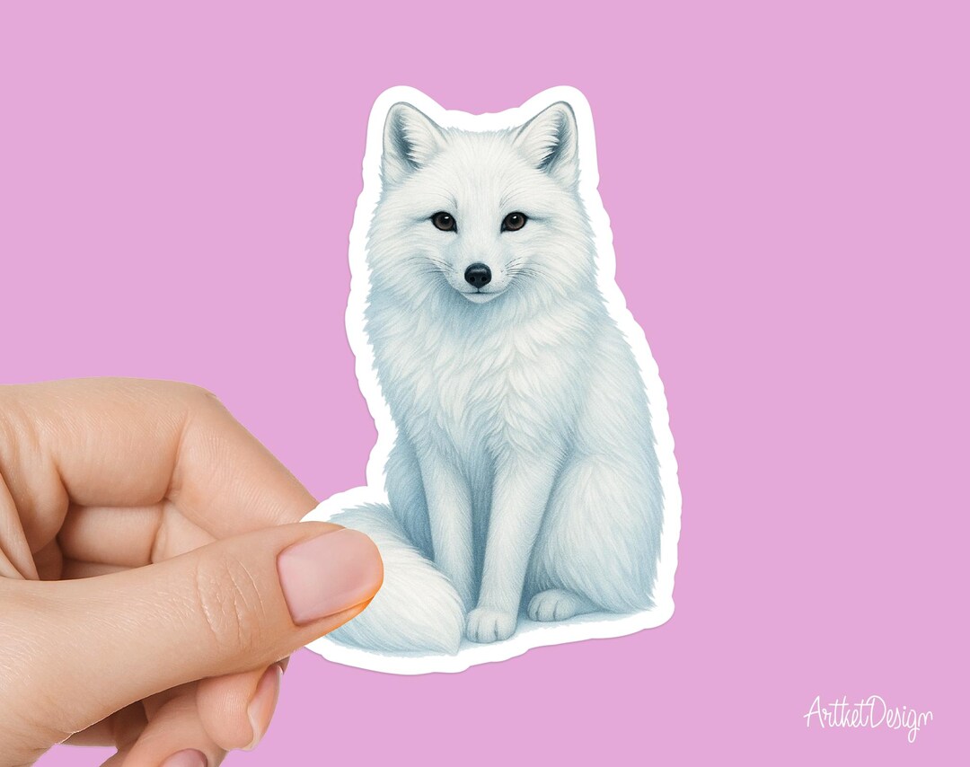 Arctic Fox Sticker – Winter White Fox Art, Snow Fox Illustration, Cute ...