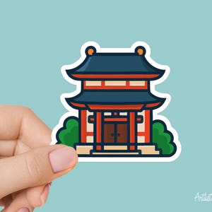 Kawaii Japanese Shrine Sticker – Cute Temple Anime Aesthetic