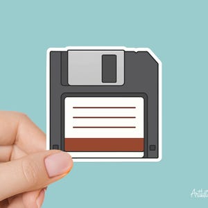 Retro Floppy Disc Sticker – Vintage Tech Vinyl Decal for Laptop, Journal, or Water Bottle