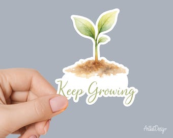 Keep Growing Watercolor Plant Sticker Motivational