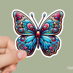 Colorful Butterfly Sticker – Cute Aesthetic Vinyl Decal for Laptop, Water Bottle, or Journal