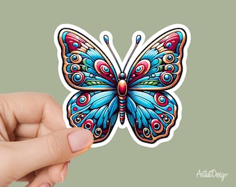 Colorful Butterfly Sticker – Cute Aesthetic Vinyl Decal for Laptop, Water Bottle, or Journal