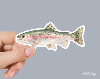 Rainbow Trout Sticker, Watercolor Fish Decal, Trout Fishing Sticker, Freshwater Fish Vinyl Decal, Angler Gift, Lake Fishing Artwork
