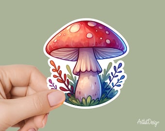 Forest Mushroom Sticker | Cute Nature Fungi Decal for Laptops, Water Bottles & More