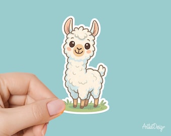 Cute Llama Sticker – Funny Cartoon Animal Vinyl Decal for Laptop, Water Bottle, or Journal