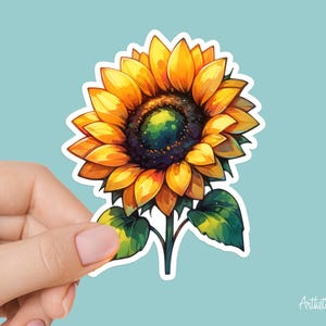 Sunflower Sticker - Cute Floral Decal for Laptops and Water Bottles