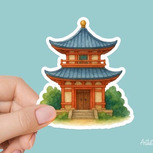 Traditional Japanese Shrine Sticker – Kyoto Temple Aesthetic