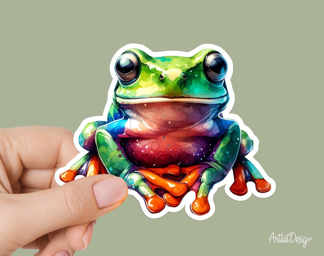 Tree Frog Sticker – Cute Waterproof Vinyl Decal, Aesthetic Amphibian ...