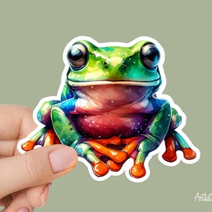 Tree Frog Sticker – Cute Waterproof Vinyl Decal, Aesthetic Amphibian Sticker for Laptop, Water Bottle, Journal & More