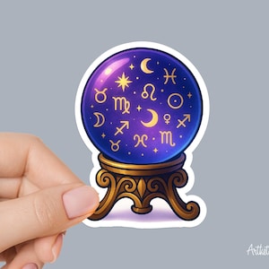 Mystical Crystal Ball Sticker – Zodiac Signs, Celestial Magic, Astrology Decor