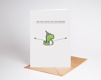 Handmade T-Rex Birthday Card | Dinosaur Kids Card