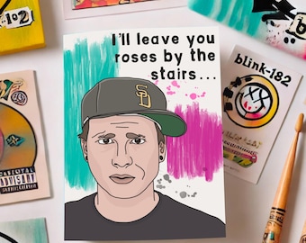 Tom Delonge Blink 182 Greeting Card: 'Roses by the Stairs' - Music Lover Gift