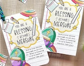 Cute Christian Teacher Appreciation Printable Gift Tag, You Are A Blessing Beyond Measure, Thank You Card for End of Year, Sunday School PDF