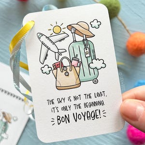 Etichetta regalo stampabile Bon Voyage, festa di addio, biglietto di trasloco, viaggio di nozze, nuovo inizio, nuovo lavoro, invio di studio all'estero