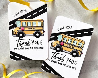 Bus Driver Appreciation Gift Tags, Thank You Card from Bus Rider, School PTO PTA Printable, Hand Illustrated PDF, Transportation Staff