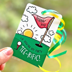 Tee-rific golf gunsttag afdrukbaar, bedankt voor het maken van mijn feest Tee-rific cadeaulabel, minigolf verjaardagsfeestje, schattige golf kinderen verjaardag pdf
