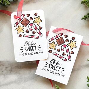 Vrijwilliger vakantie cadeaulabel, snoep traktaties afdrukbare kaart, non-profit kerkdienst, eerstehulpverlener, foodservice kerstfeest gunsttag