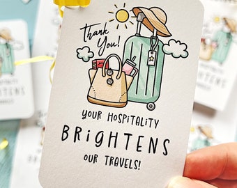 Bedruckbarer Geschenkanhänger für die Gastfreundschaft, Hotelpersonal-Flugbesatzungs-Pflegepaketaufkleber, Reinigungsgruß-Dankeskarte, Hausgast-Hinweiskarte