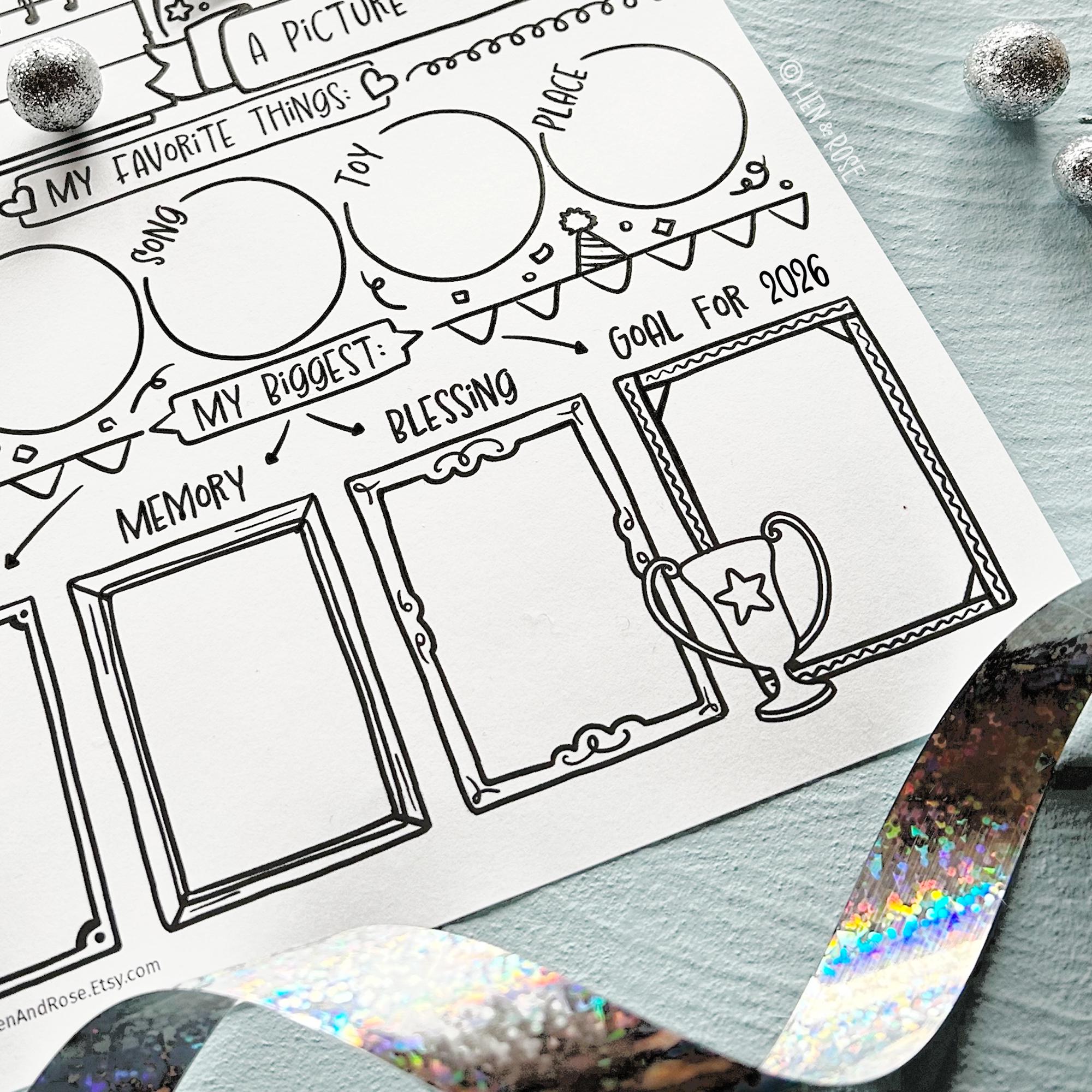 Year in Review Printable for Kids, 2025 Time Capsule Worksheet, New ...