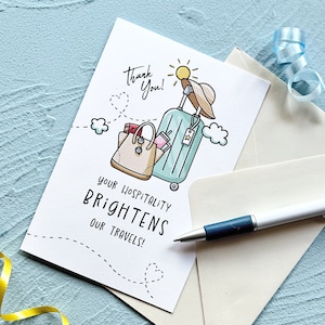 Tarjeta de agradecimiento de hospitalidad imprimible, carta de agradecimiento para la tripulación de vuelo del hotel, obsequio de propina para el personal de limpieza, nota para el anfitrión del alquiler vacacional