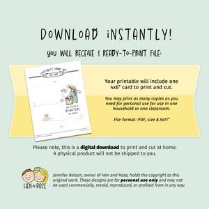 May include: Printable 4x6 inch card with a cartoon illustration of a suitcase and a heart with the text "Hospitality Thank You and Care Brightens Our Travel." The card is on a yellow background with the text "Download Instantly! You will receive 1 ready-to-print file." and "Please note, this is a digital download to print and cut at home. A physical product will not be shipped to you."