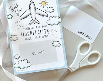 Porta carte regalo per l'equipaggio di volo, stampabile, pronto per la stampa. Grazie per l'assistente di volo, grato per la tua ospitalità. Informazioni sulle nuvole PDF