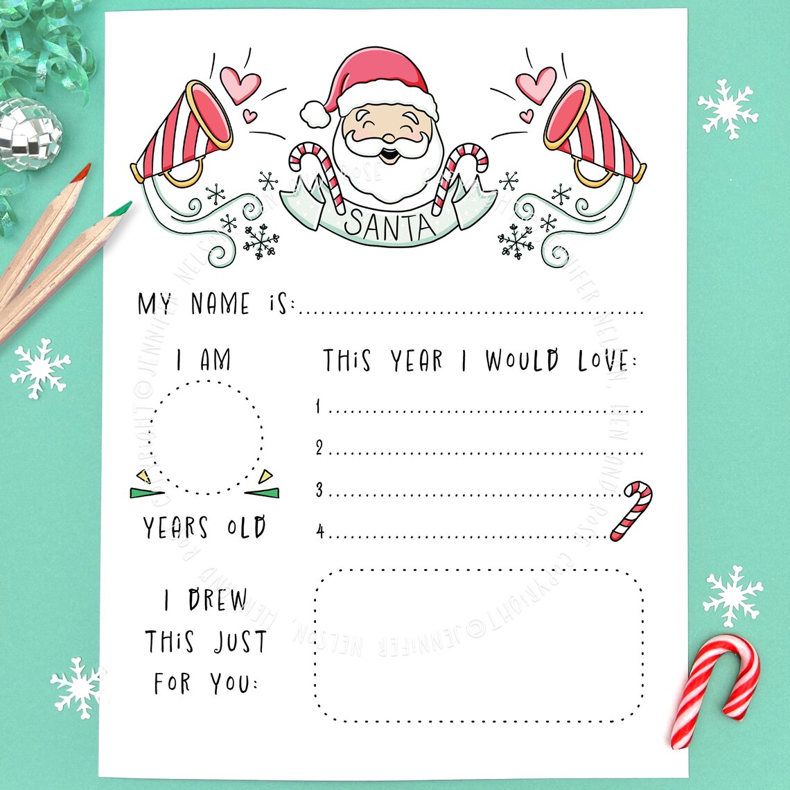 Letter to Santa Printable Coloring Worksheet for Kids &amp; - Etsy