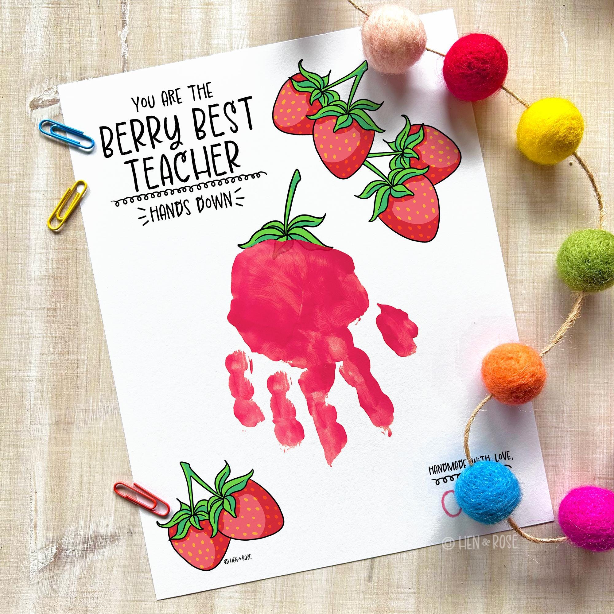 Teacher Appreciation Handprint Art, Berry Best Teacher Hands Down,…
