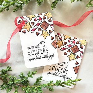 Etiqueta de presente de Natal assada com alegria, cartão para impressão de guloseimas de doces, etiqueta de presente de Natal de doces caseiros, etiqueta adesiva de troca de biscoitos