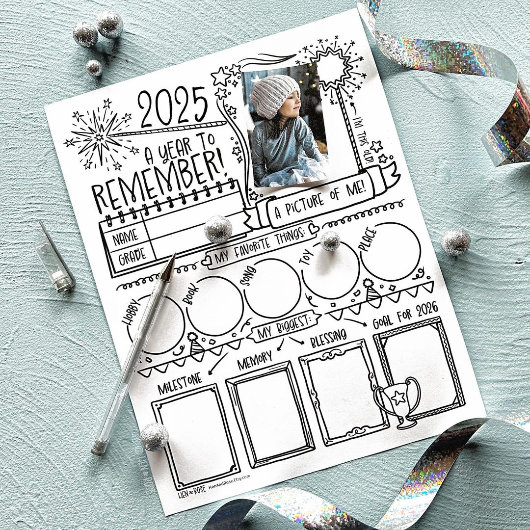 Year in Review Printable for Kids, 2025 Time Capsule Worksheet, New ...