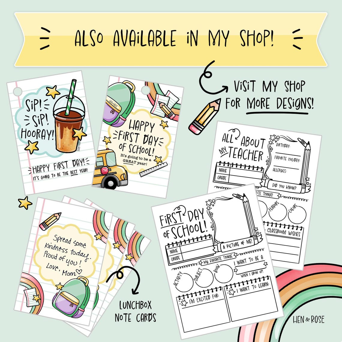 Sip Sip Hooray 1st Day of School Printable Gift Tag, Cute Happy First ...