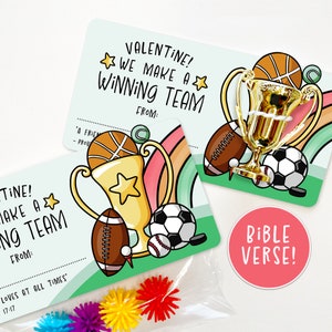 Carte de Saint-Valentin de l'équipe sportive chrétienne, cadeau de classe d'un professeur d'éducation physique, football, basket-ball, football, tennis, golf, baseball, hockey, verset biblique