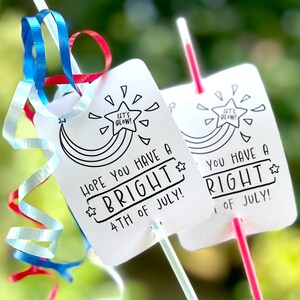 Vierter Juli Glow Stick Halter, druckbare Light Up Halskette Geschenkanhänger, helle Sternschnuppe, Vaterländische Party Favor Card, 4. Juli Nacht