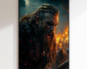 Viking Warrior Wall Art Poster Print, Canvas, Alu-Dibond or Acrylic Glass, Perfect Gift for Mythology & Fantasy Fans