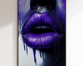 Lips "Liquid Purple Lips" art poster | Wall decor | Canvas, acrylic glass, aluminum Dibond (without frame)