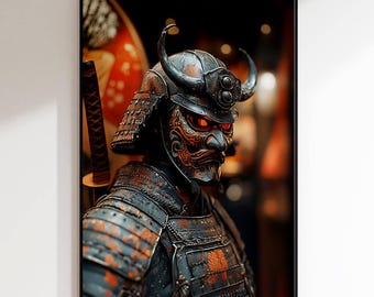 Warrior "The Mask of the Samurai" Art Poster | Wall Decor | Canvas, Acrylic Glass, Alu-Dibond (without frame)