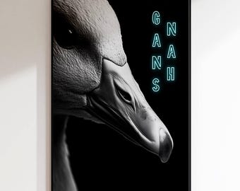 Funny wall picture as poster print, canvas, acrylic glass & aluminum dibond – Goose Humorous animal art for your home
