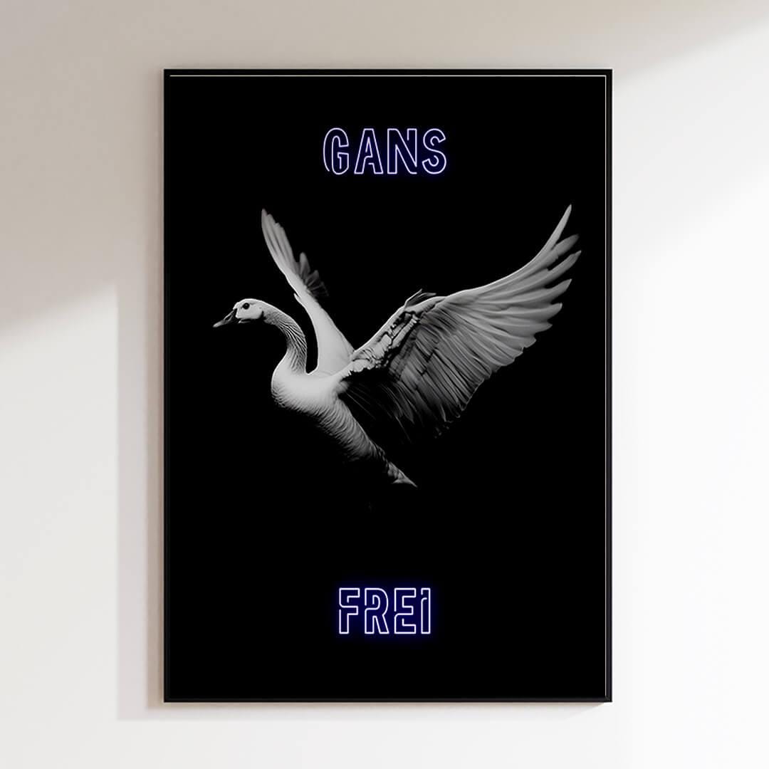 Funny wall picture as poster print, canvas, acrylic glass & aluminum dibond – Goose Humorous animal art for your home