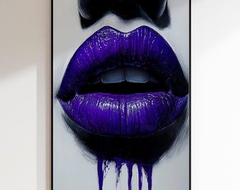 Purple Lips Art Poster | Wall Decor | Canvas, Acrylic Glass, Aluminum Dibond (without frame)
