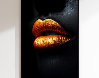 Golden Lips Art Poster | Wall Decor | Canvas, Acrylic Glass, Aluminum Dibond (without frame)