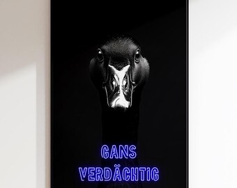 Funny wall art as a poster print, canvas, acrylic glass & aluminum Dibond – Goose Humorous animal art for your home