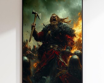 Viking Warrior Wall Art Poster Print, Canvas, Alu-Dibond or Acrylic Glass, Perfect Gift for Mythology & Fantasy Fans