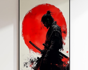 Warrior "Samurai in a Vermilion Circle" Art Poster | Wall Decor | Canvas, Acrylic Glass, Aluminum Dibond (without frame)
