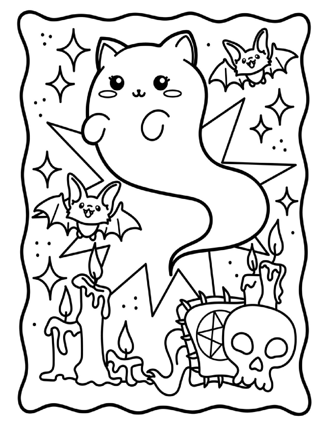 Pastel Goth Horror Coloring Pages for Kids and Adults, With Freddie