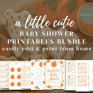 Citrus Baby Shower Printables Bundle | Little Cutie Orange Party Kit | Editable Invite Games Decor | Instant Download | Gender Neutral image 1