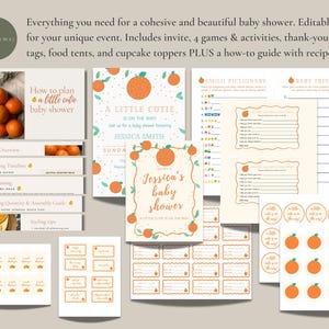 Citrus Baby Shower Printables Bundle | Little Cutie Orange Party Kit | Editable Invite Games Decor | Instant Download | Gender Neutral image 3
