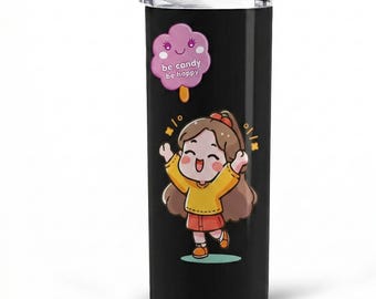 Cartoon Girl Stainless Steel Cup | Kawaii Insulated Travel Mug | Beach Trip Cup