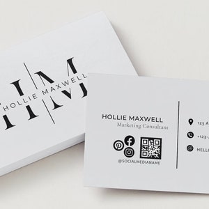 Modern Business Card TEMPLATE with Customisable QR Code | Corporate, DIY, Social Contact, Real Estate Business Card Template