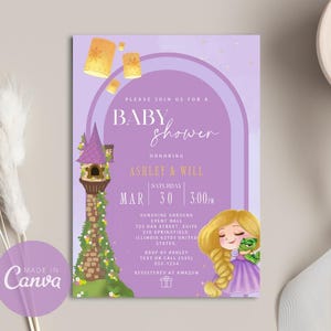 Invitation Editable Princess Rapunzel Baby Shower Invitation Template Instant Download